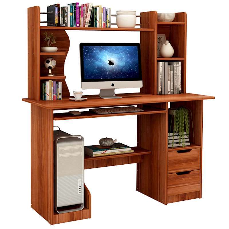 Expert Computer Desk Workstation with Shelf & Cabinet (Walnut) - Image 3