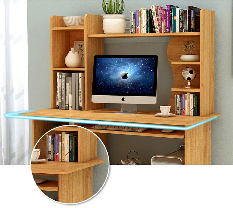 Expert Computer Desk Workstation with Shelf & Cabinet (Walnut) - Image 9