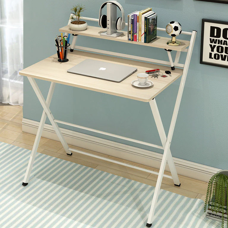 Express Folding Desk with Shelf (White) - Image 7
