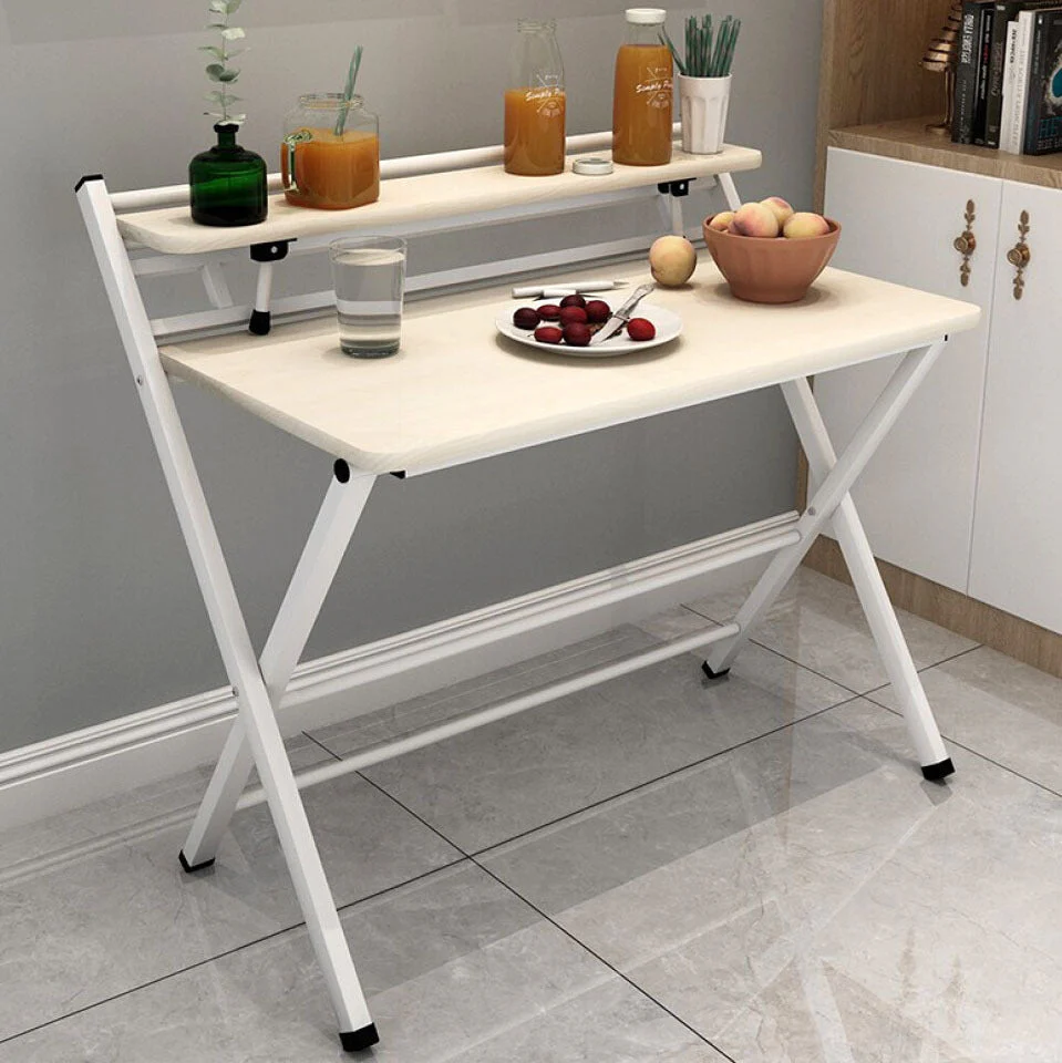 Express Folding Desk with Shelf (White) - Image 9