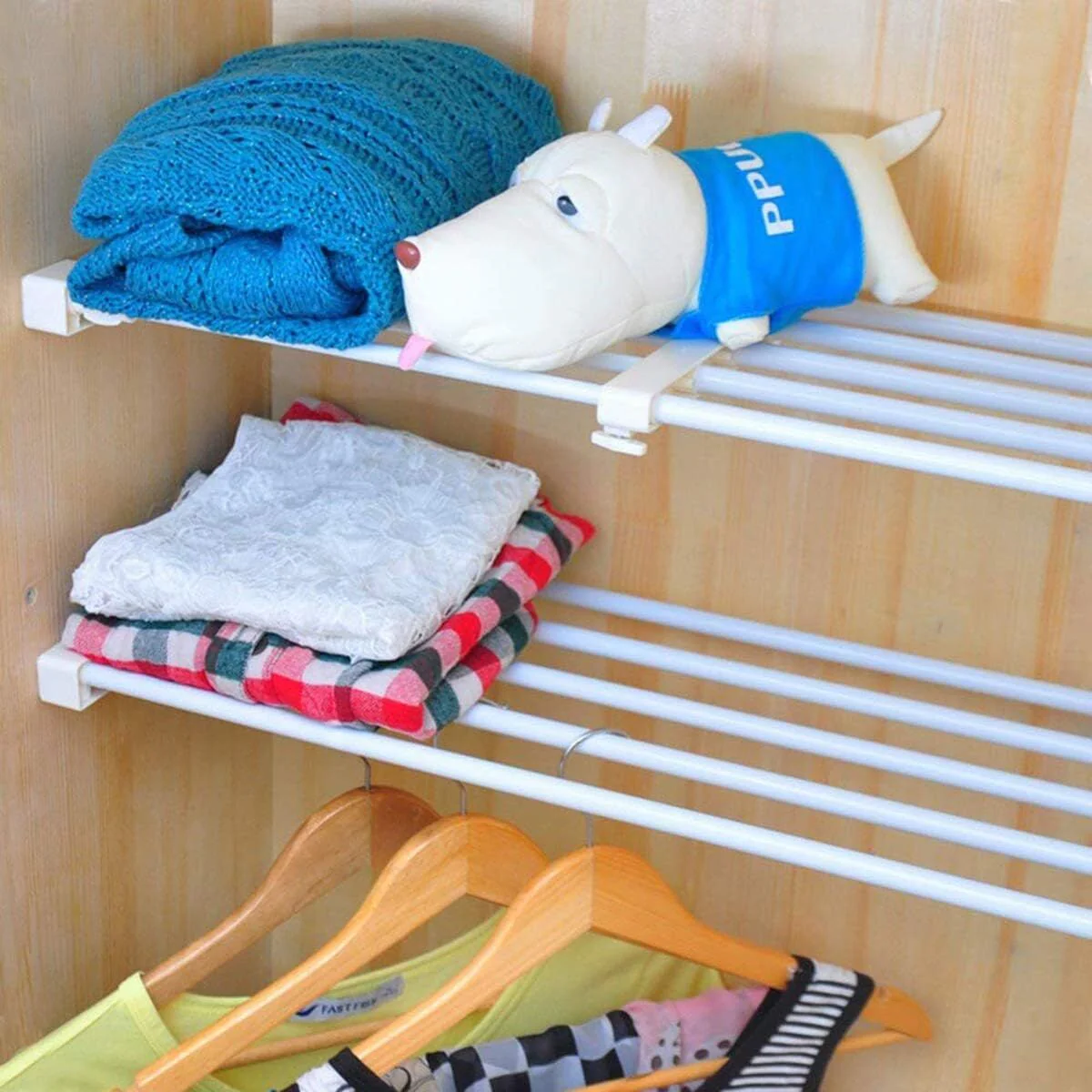 Extendable Clothes Shelf Closet Bathroom Kitchen Organiser 50-80cm - Image 2
