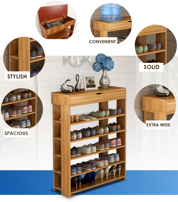 Fiesta 7 Tier Extra Spacious Wooden Shoe Rack Organizer Shelf Cabinet (Black Walnut) - Image 3