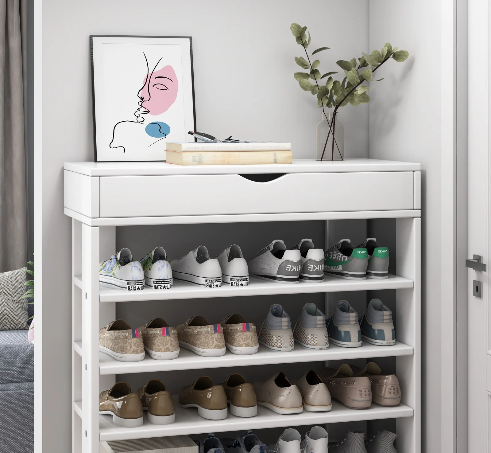 Fiesta 7 Tier Extra Spacious Wooden Shoe Rack Organizer Shelf Cabinet (White) - Image 4