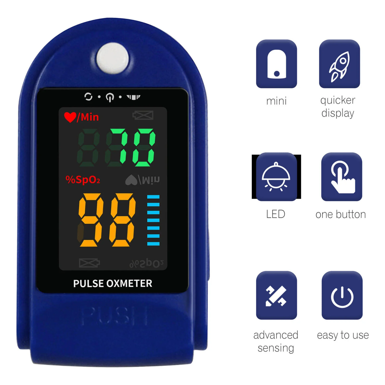 Finger Pulse Oximeter Blood Oxygen Saturation Monitor Heart Rate - Image 2