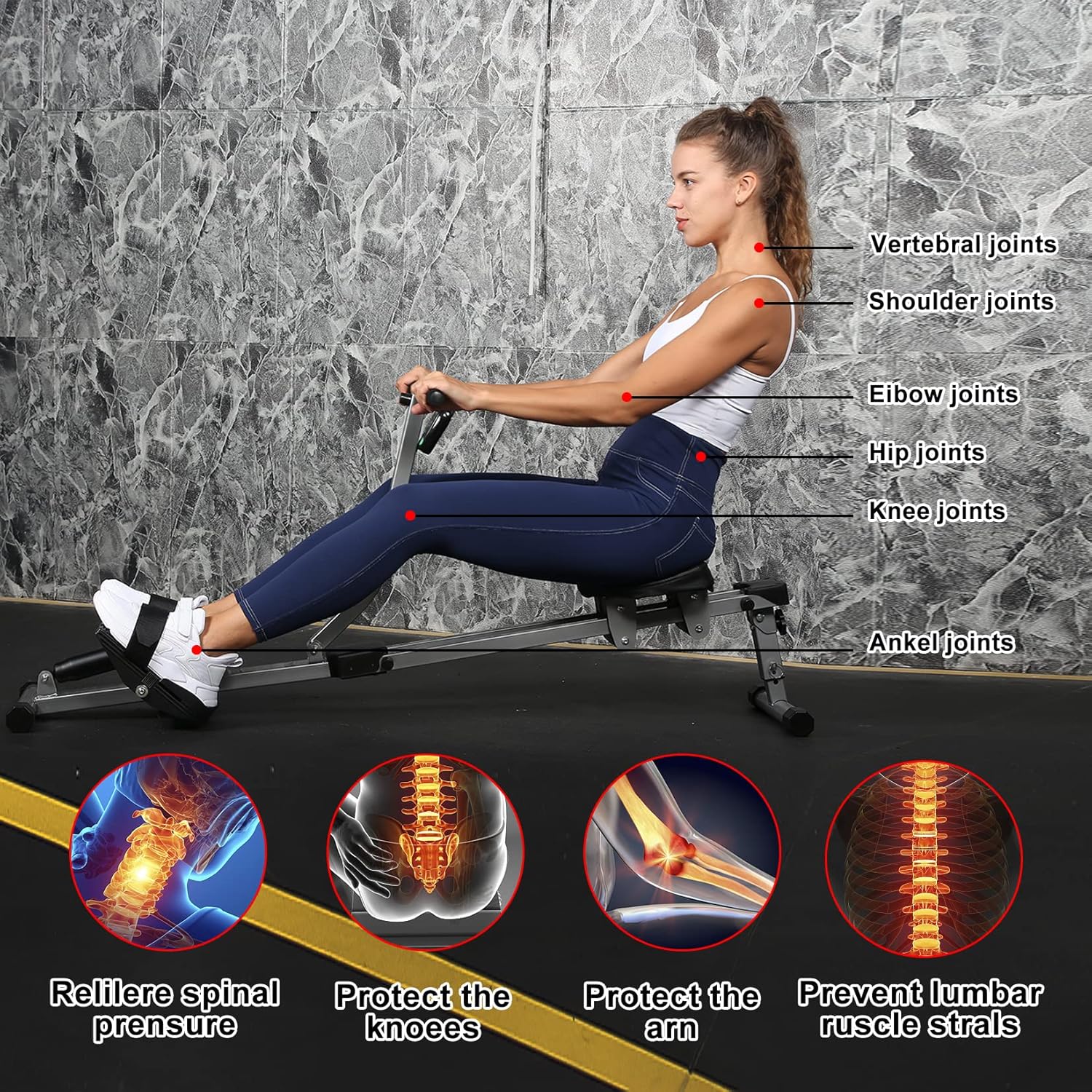 Fitplus Hydraulic Rowing Machine Home Gym Cardio Full Body Trainer - Image 3