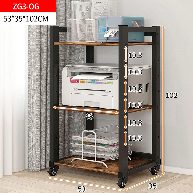 Fortis Heavy Duty Rustic Wood and Steel Multipurpose Utility Trolley Storage Shelf Organizer - Image 15