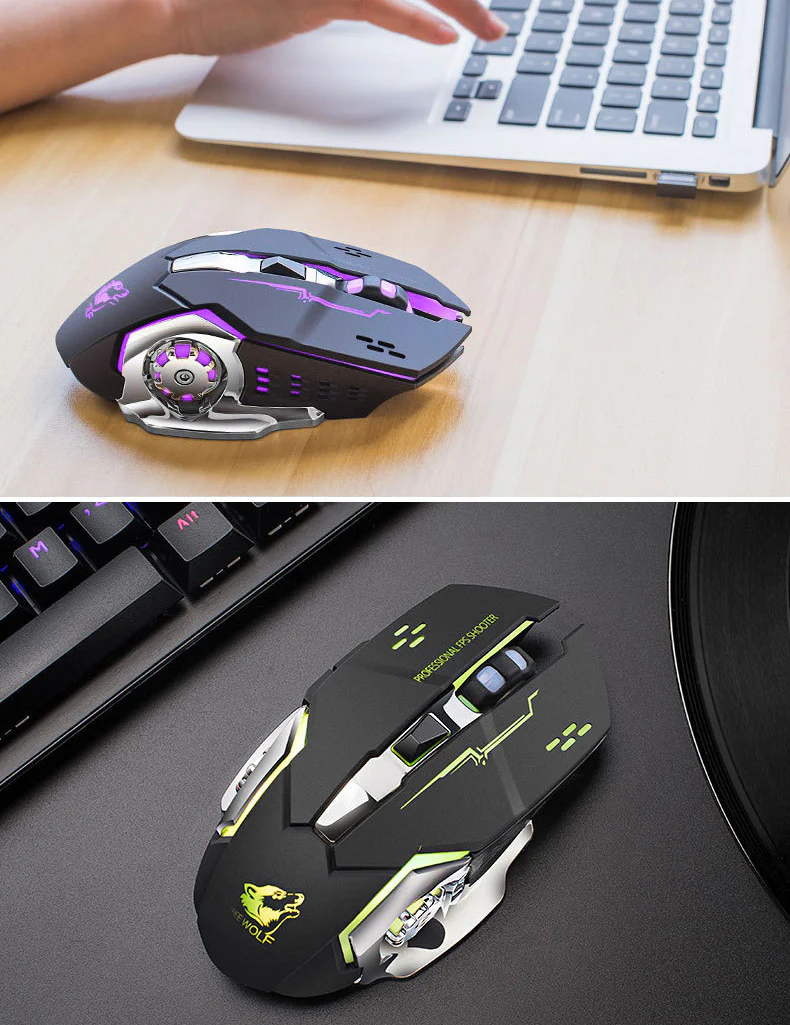 Free Wolf X8 Gaming Wireless Mechanical RGB Optical Mouse (Black) - Image 13