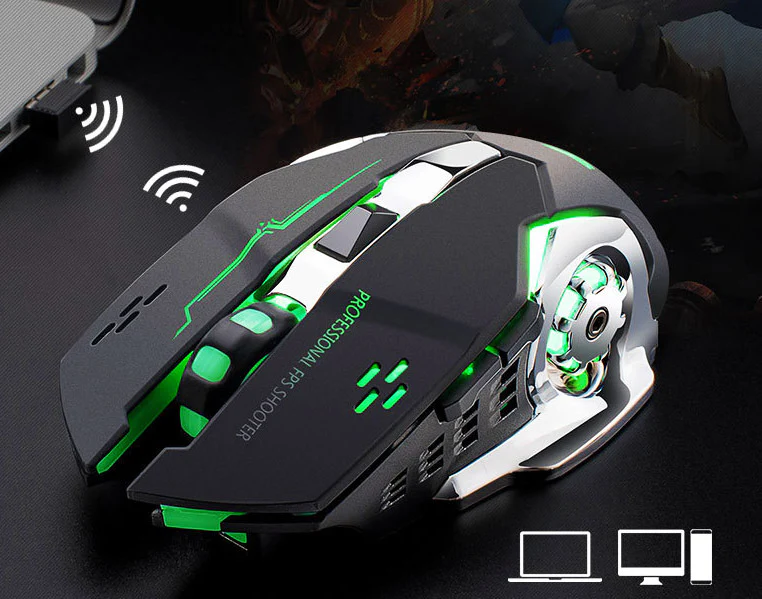 Free Wolf X8 Gaming Wireless Mechanical RGB Optical Mouse (Black) - Image 6