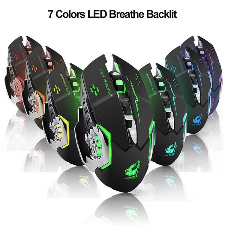 Free Wolf X8 Gaming Wireless Mechanical RGB Optical Mouse (Space Grey) - Image 2