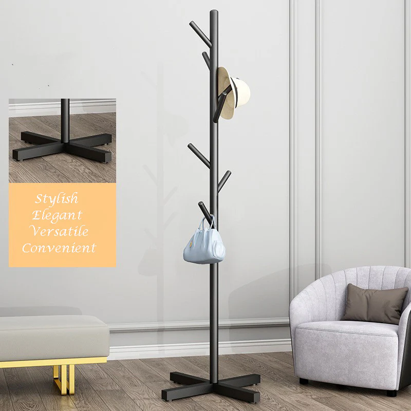 Freestanding Metal Coat Hat Hanging Stand Clothes Hanger Rack Tree Organiser (Black) - Image 3