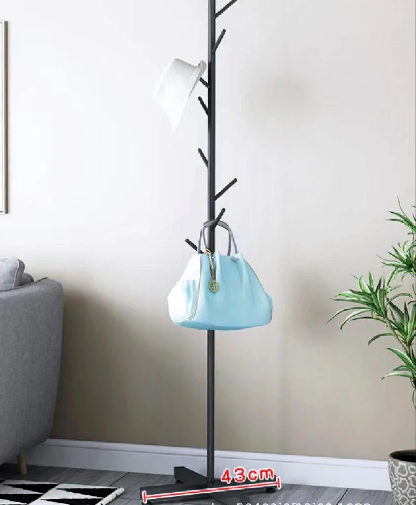 Freestanding Metal Coat Hat Hanging Stand Clothes Hanger Rack Tree Organiser (Black) - Image 4