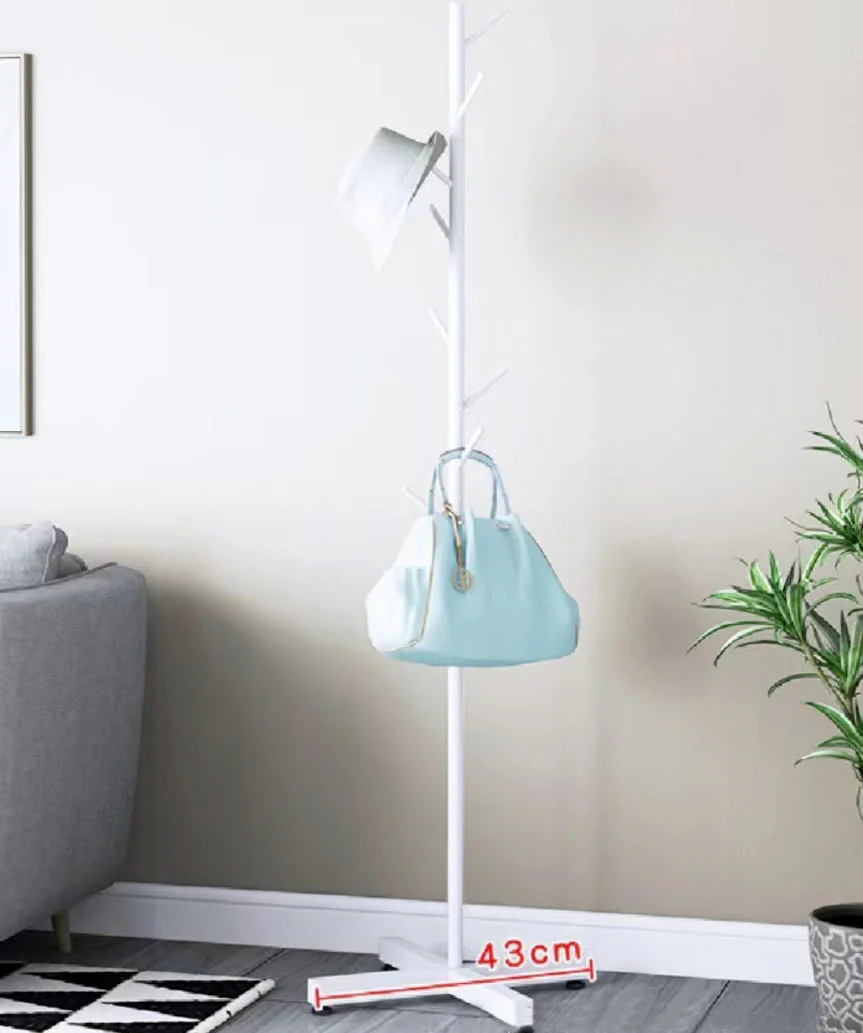 Freestanding Metal Coat Hat Hanging Stand Clothes Hanger Rack Tree Organiser (White) - Image 5