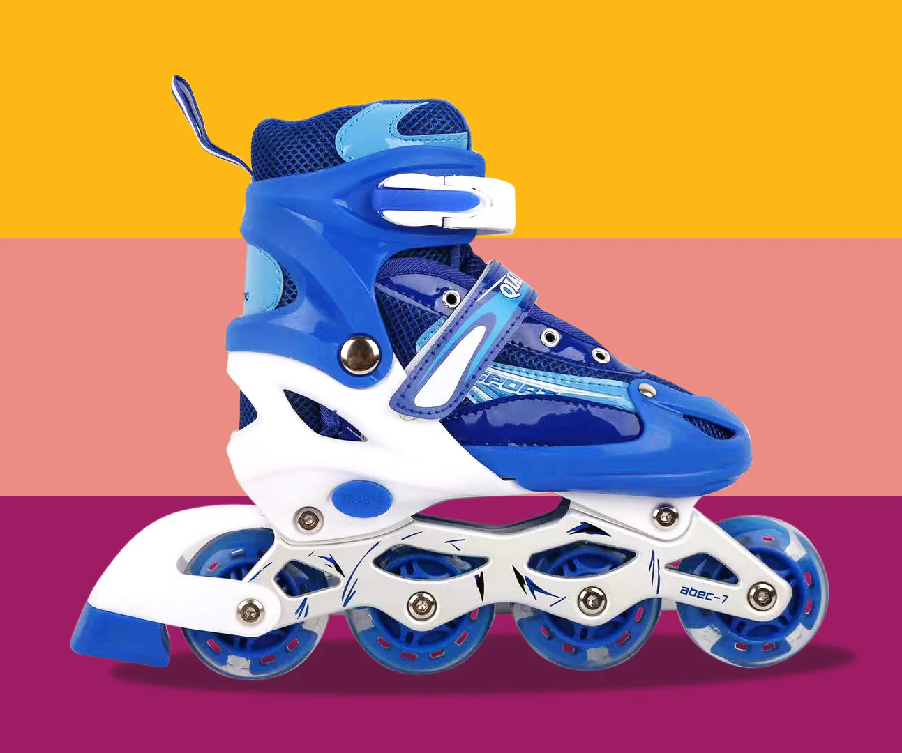 Full LED Adjustable Roller Blades Inline Skates (Blue , M) - Image 5