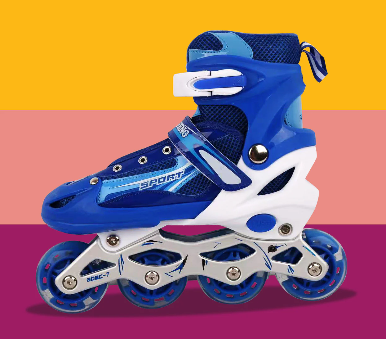 Full LED Adjustable Roller Blades Inline Skates (Blue , M) - Image 6