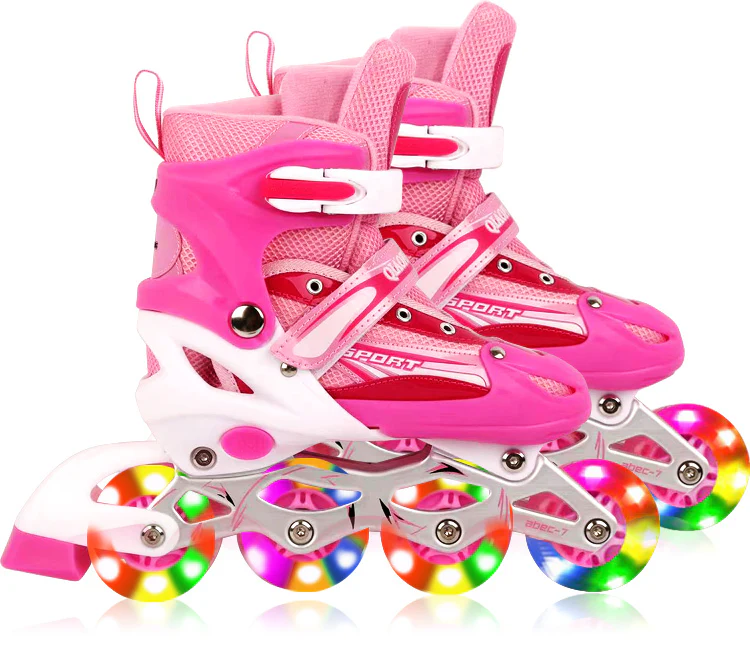 Full LED Adjustable Roller Blades Inline Skates (Pink, L) - Image 7