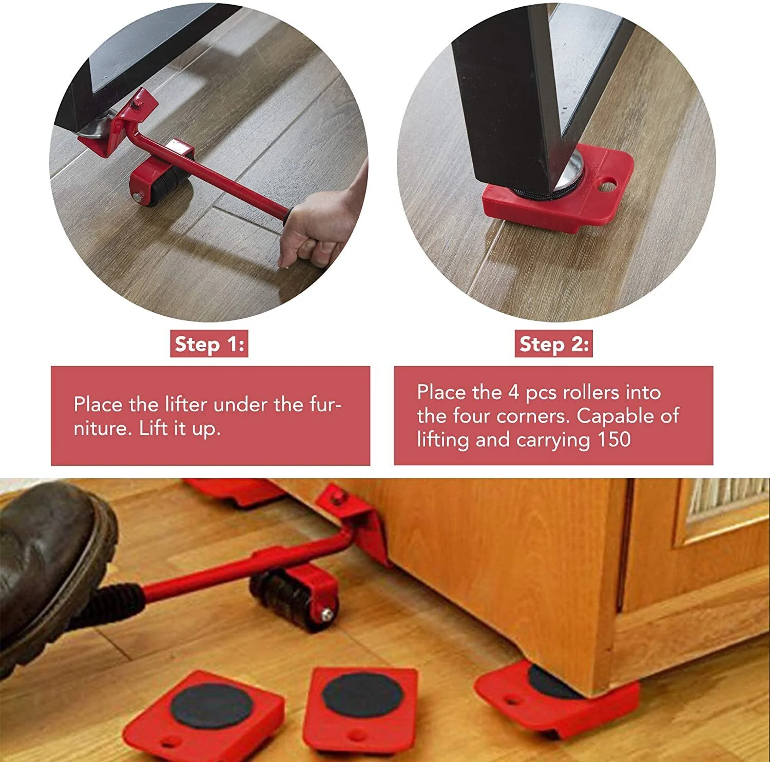 Furniture Lifter Moving System Mover Glider Slider Roller Tool Set - Image 13