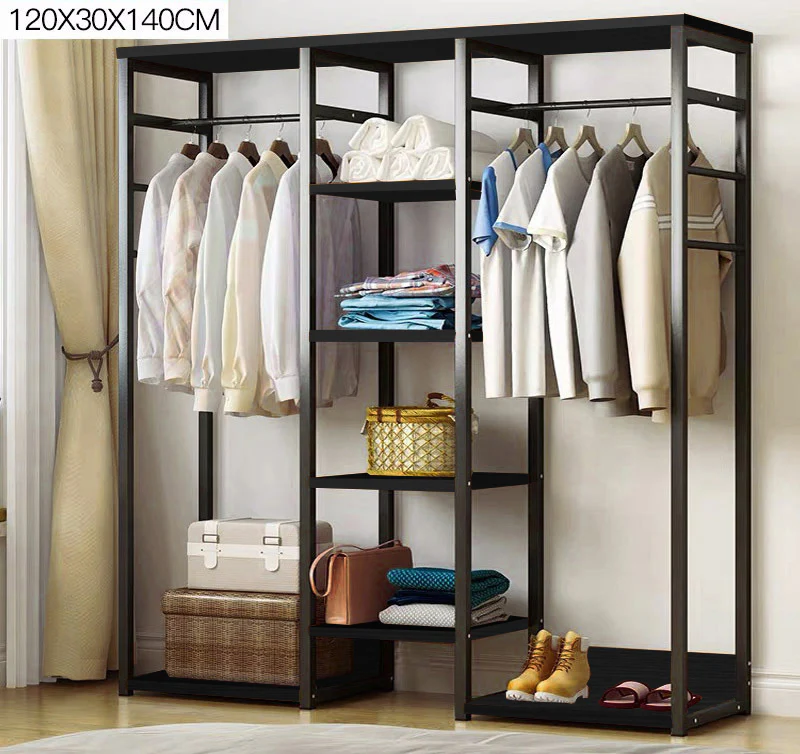 Galaxy Wardrobe Cupboard Shelves & Clothes Hanging Racks (Black Walnut) - Image 5