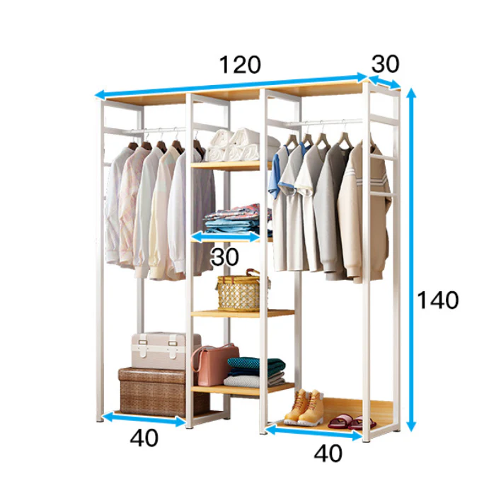 Galaxy Wardrobe Cupboard Shelves & Clothes Hanging Racks (Black Walnut) - Image 8