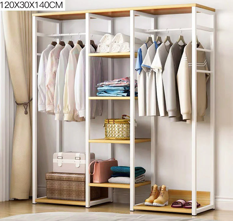 Galaxy Wardrobe Cupboard Shelves & Clothes Hanging Racks (White & Oak) - Image 10