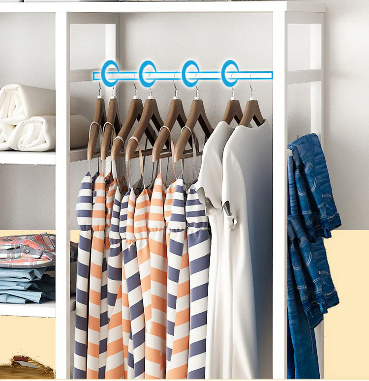 Galaxy Wardrobe Cupboard Shelves & Clothes Hanging Racks (White & Oak) - Image 8