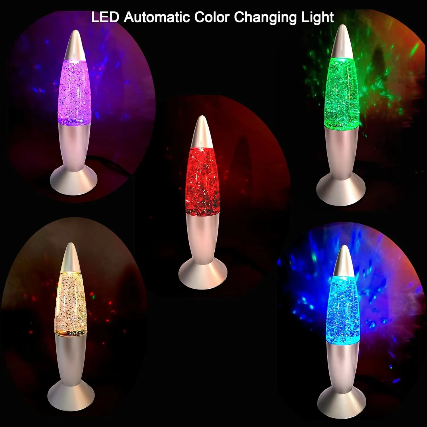 Glitter Motion Mini Lava Lamp Color-Changing Sparkling LED Portable Night Light - Image 18