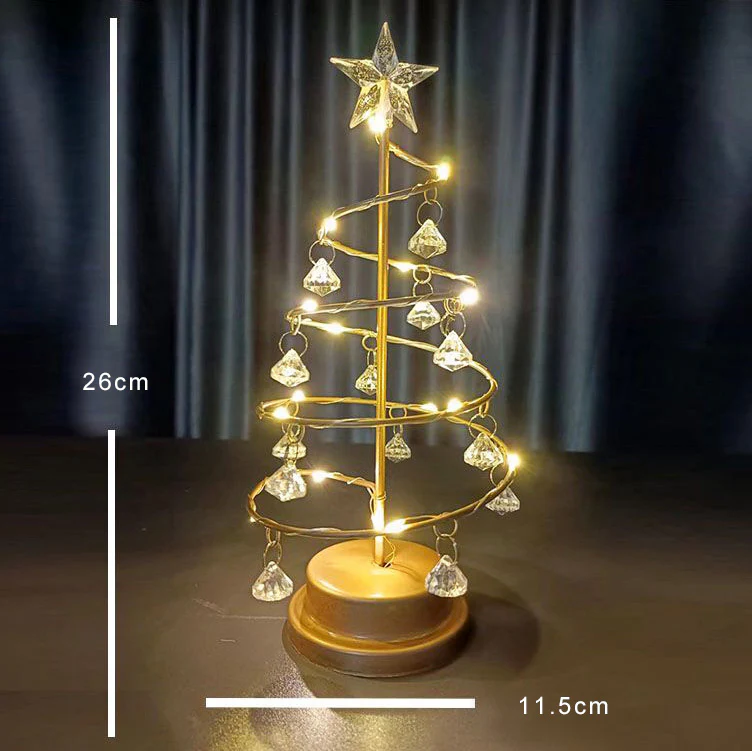 Gold Spiral LED Crystal Christmas Tree Lamp Light - Image 11