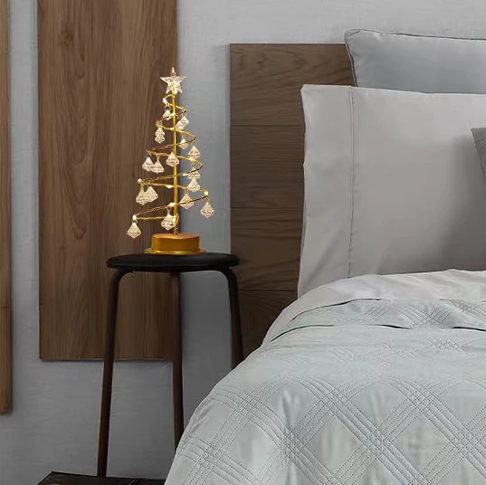 Gold Spiral LED Crystal Christmas Tree Lamp Light - Image 18