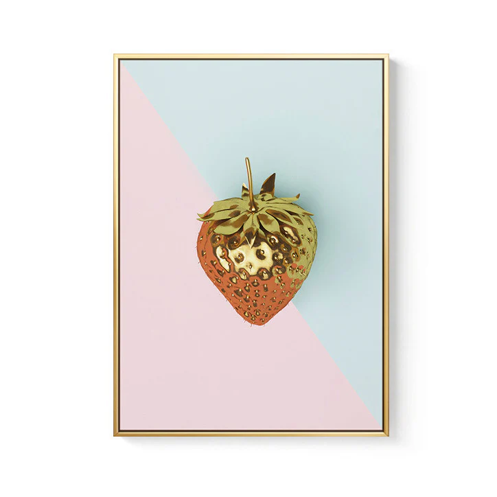 Golden Strawberry Painting Framed Canvas Wall Art - 40cm x 60cm - Image 11