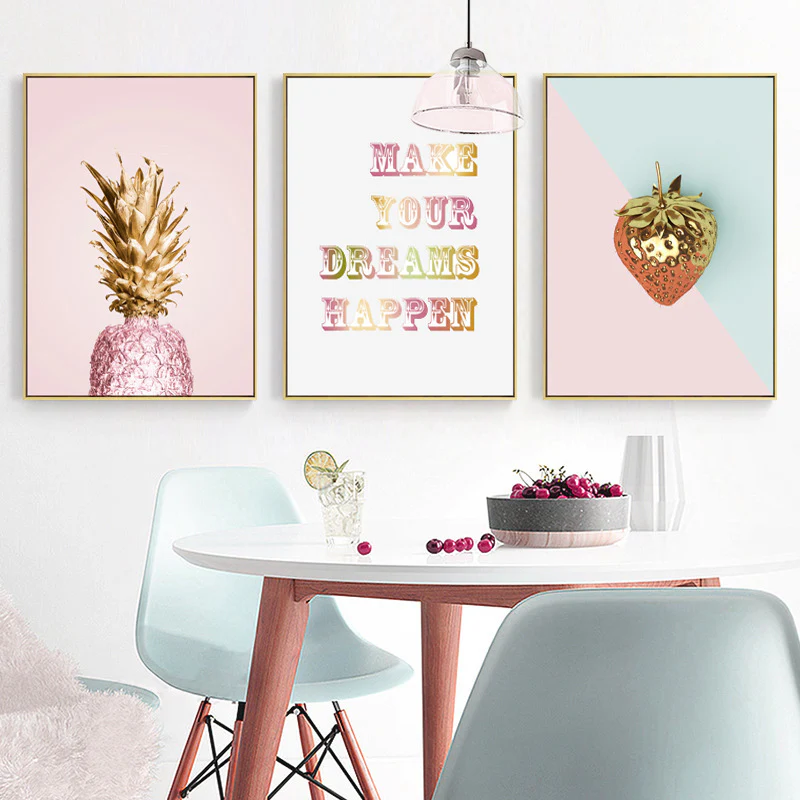 Golden Strawberry Painting Framed Canvas Wall Art - 40cm x 60cm - Image 9