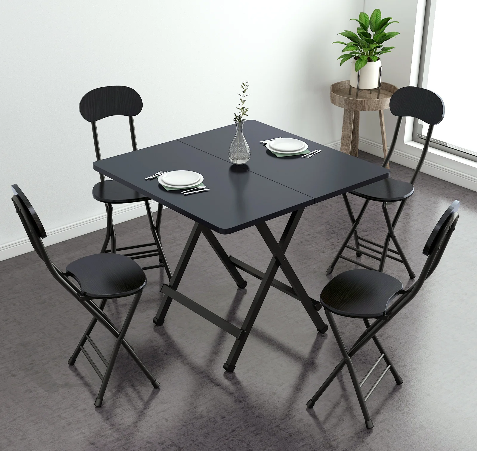 Grace Steel and Wood Folding Chair (Black) - Image 11
