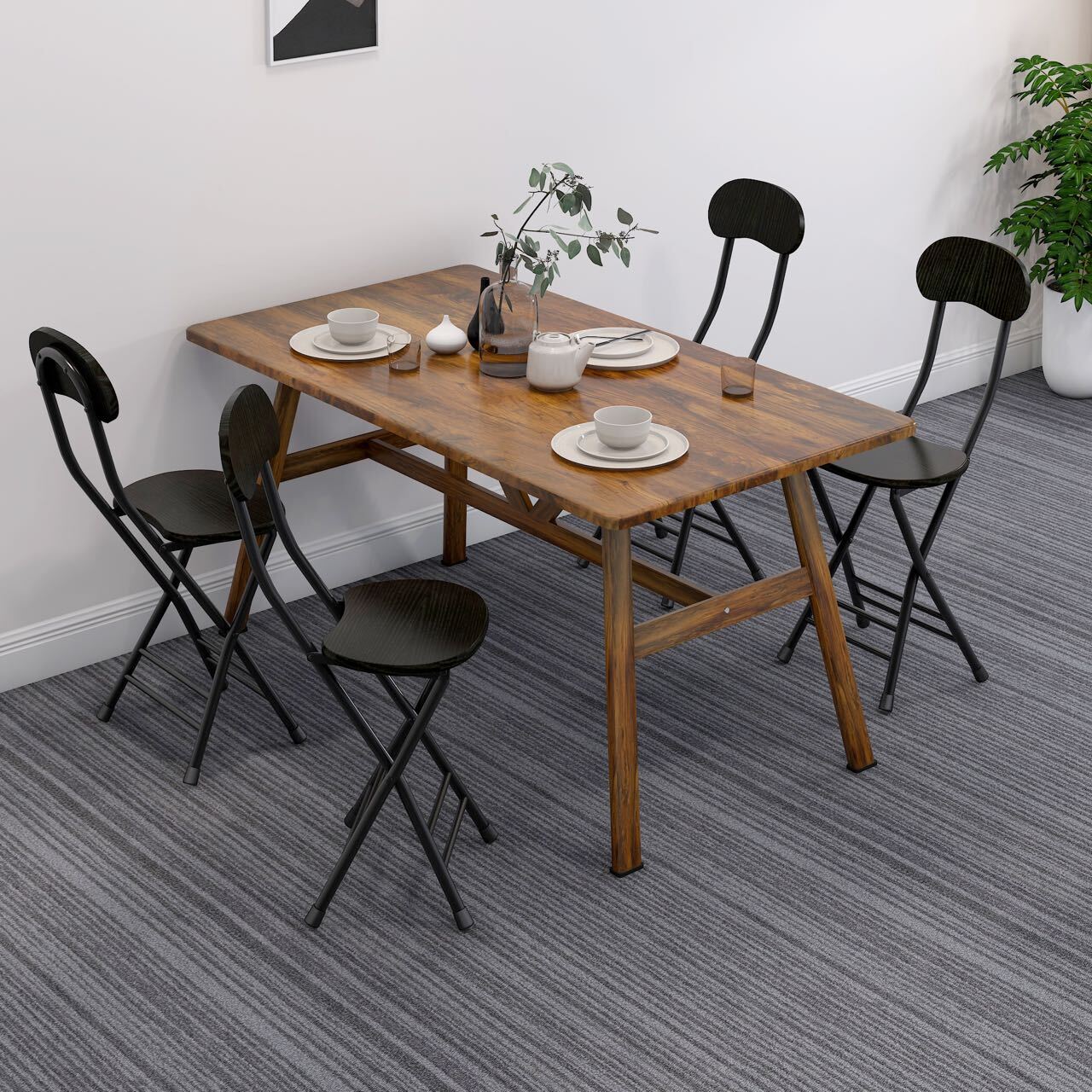 Grace Steel and Wood Folding Chair (Black) - Image 6