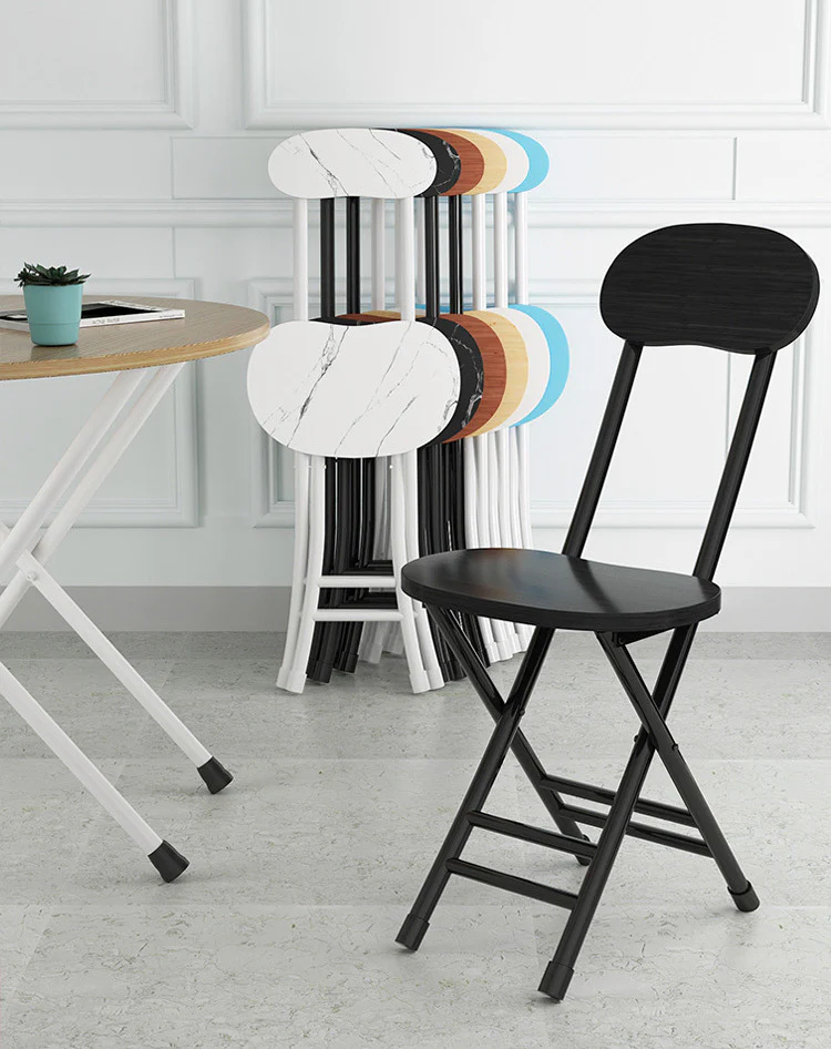Grace Steel and Wood Folding Chair (Black) - Image 8