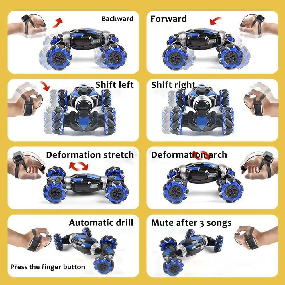 Hand Gesture Remote Control Twister Stunt Car (Blue) - Image 7