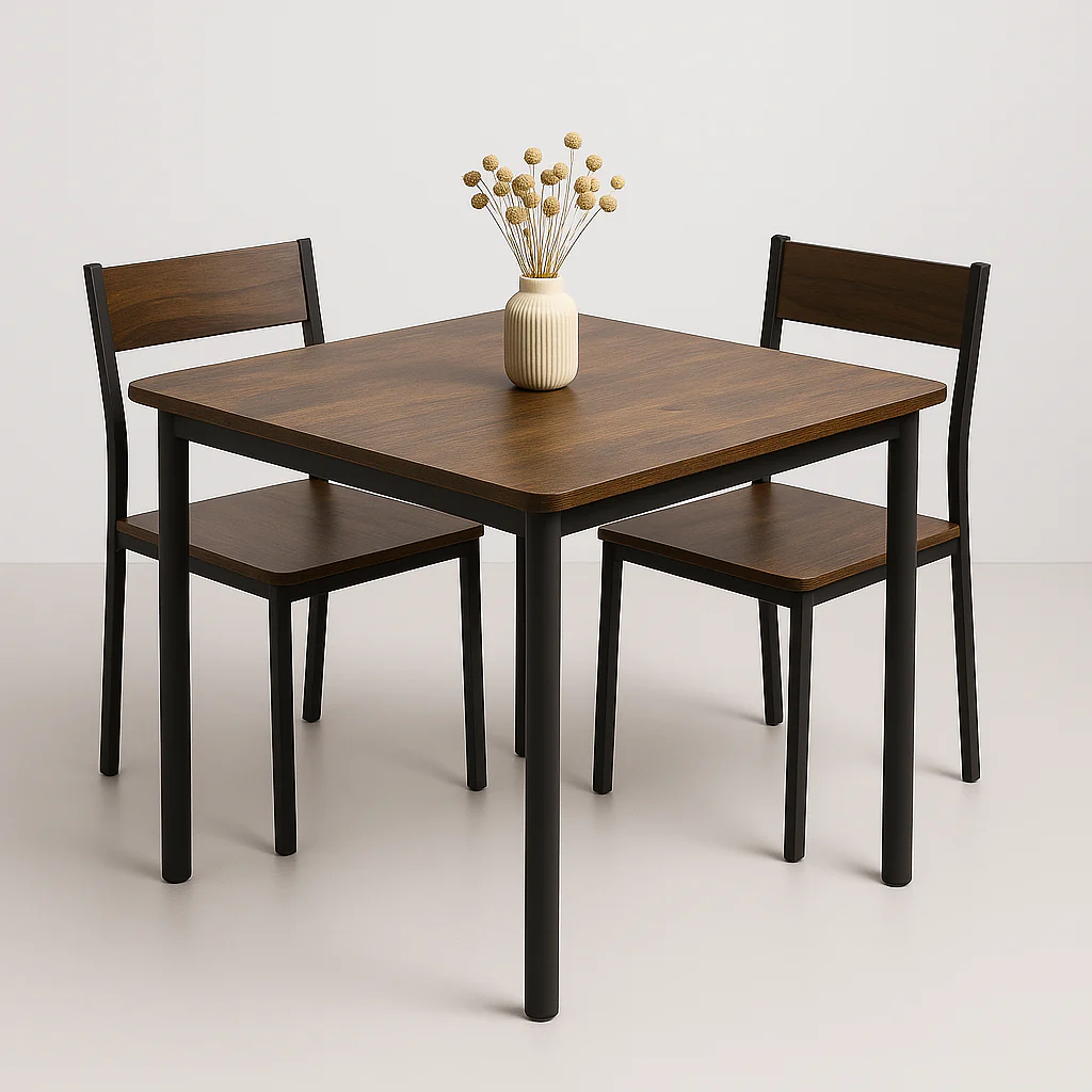 Harbor Industrial Rustic Wood & Steel Dining Table Square 80cm - Image 3