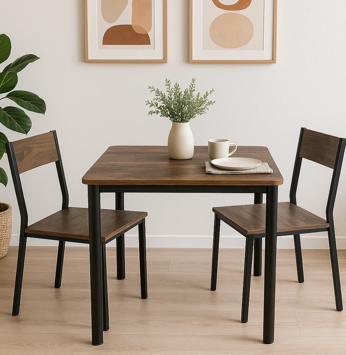 Harbor Industrial Rustic Wood & Steel Dining Table Square 80cm - Image 4