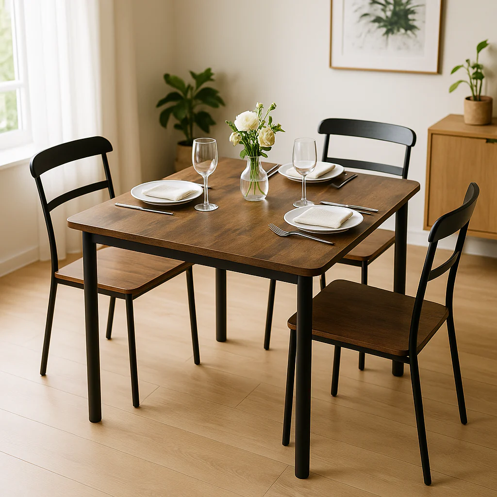 Harbor Industrial Rustic Wood & Steel Dining Table Square 80cm - Image 6