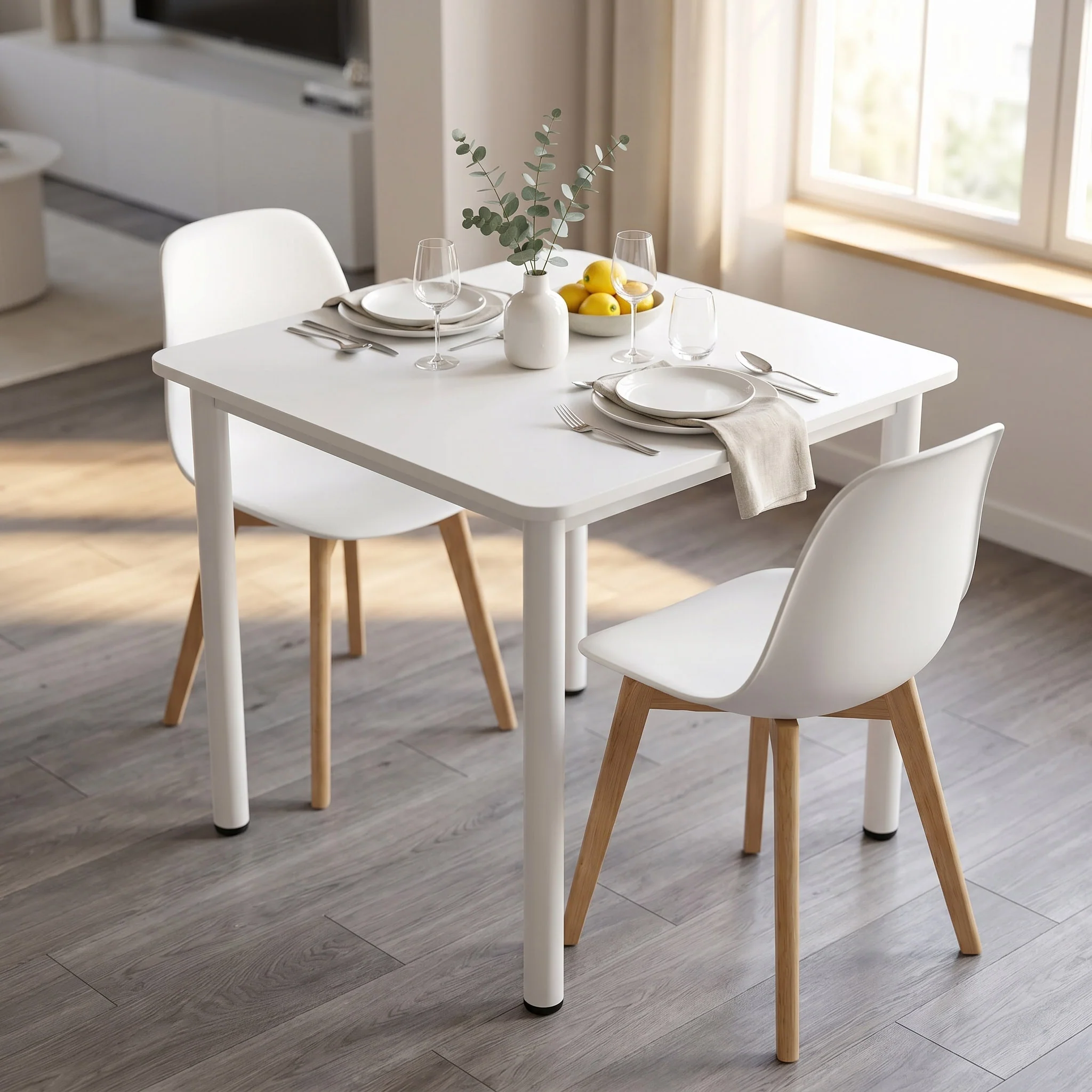 Harbor Industrial White Wood & Steel Dining Table Square 80cm - Image 16