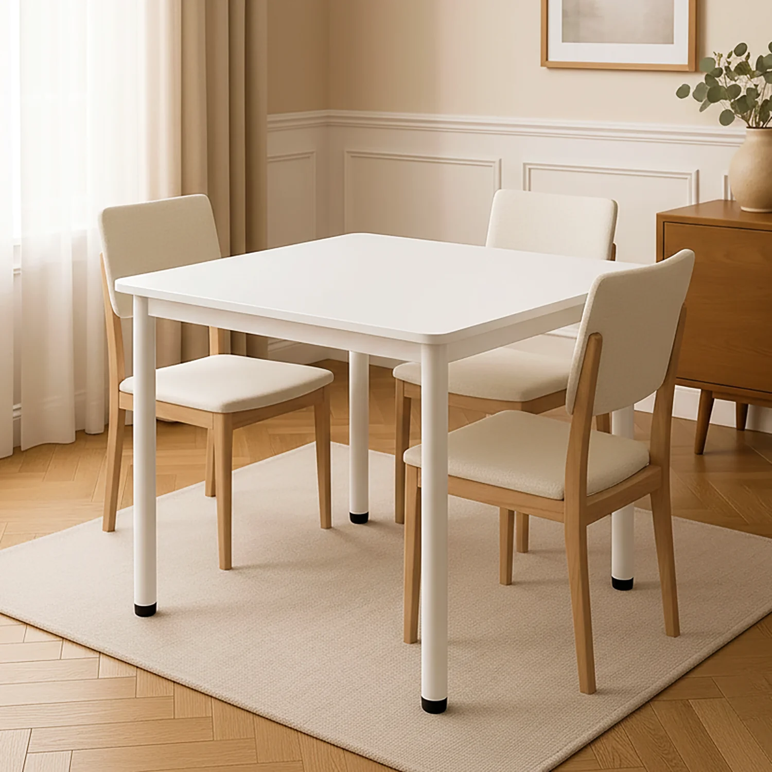 Harbor Industrial White Wood & Steel Dining Table Square 80cm - Image 17