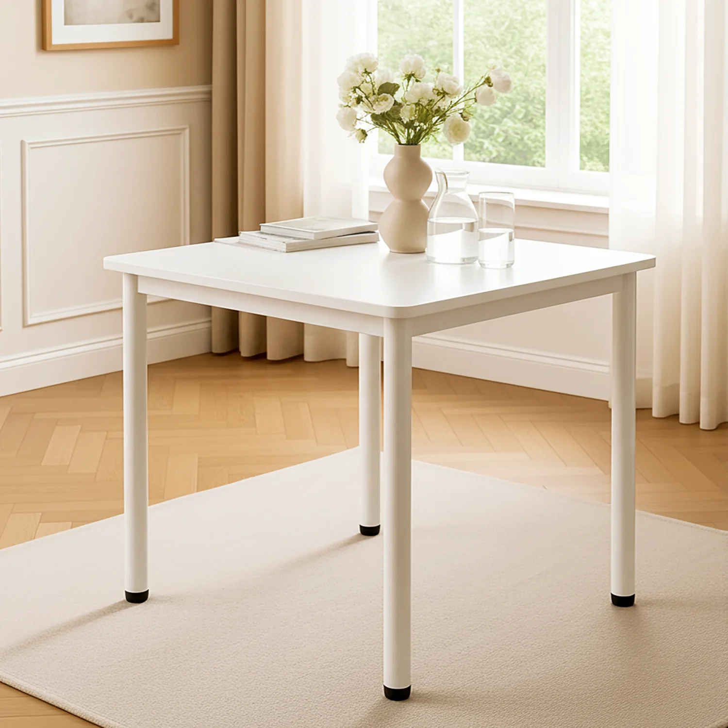 Harbor Industrial White Wood & Steel Dining Table Square 80cm - Image 3