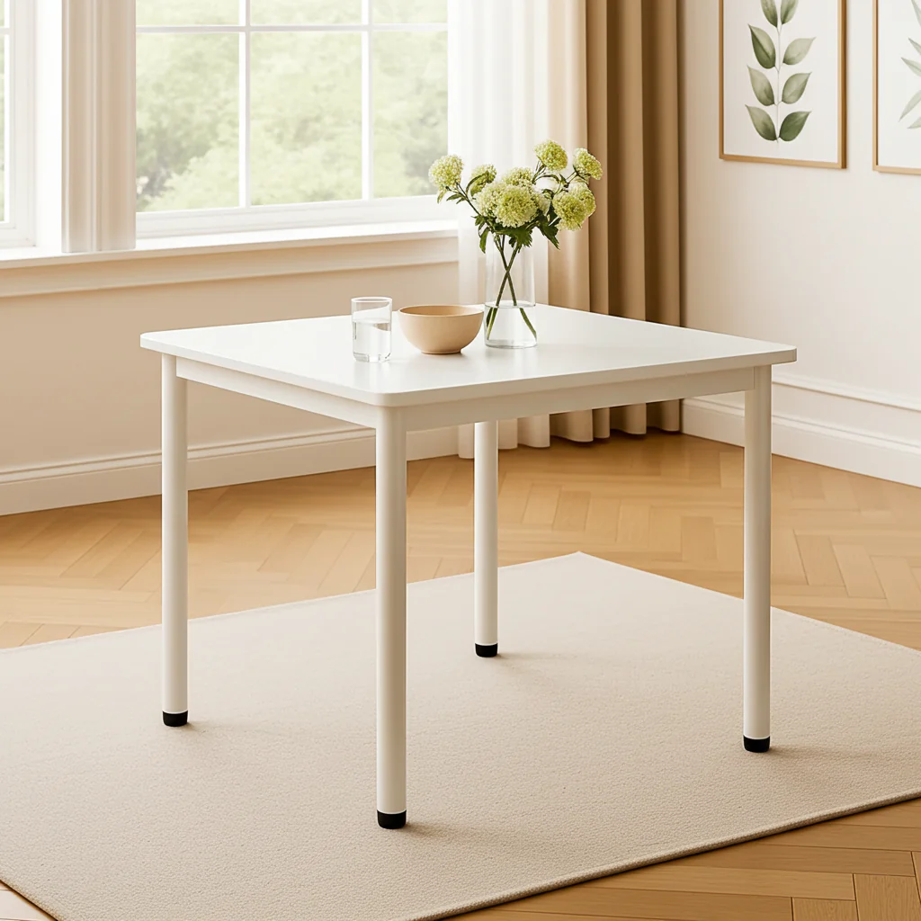 Harbor Industrial White Wood & Steel Dining Table Square 80cm - Image 8