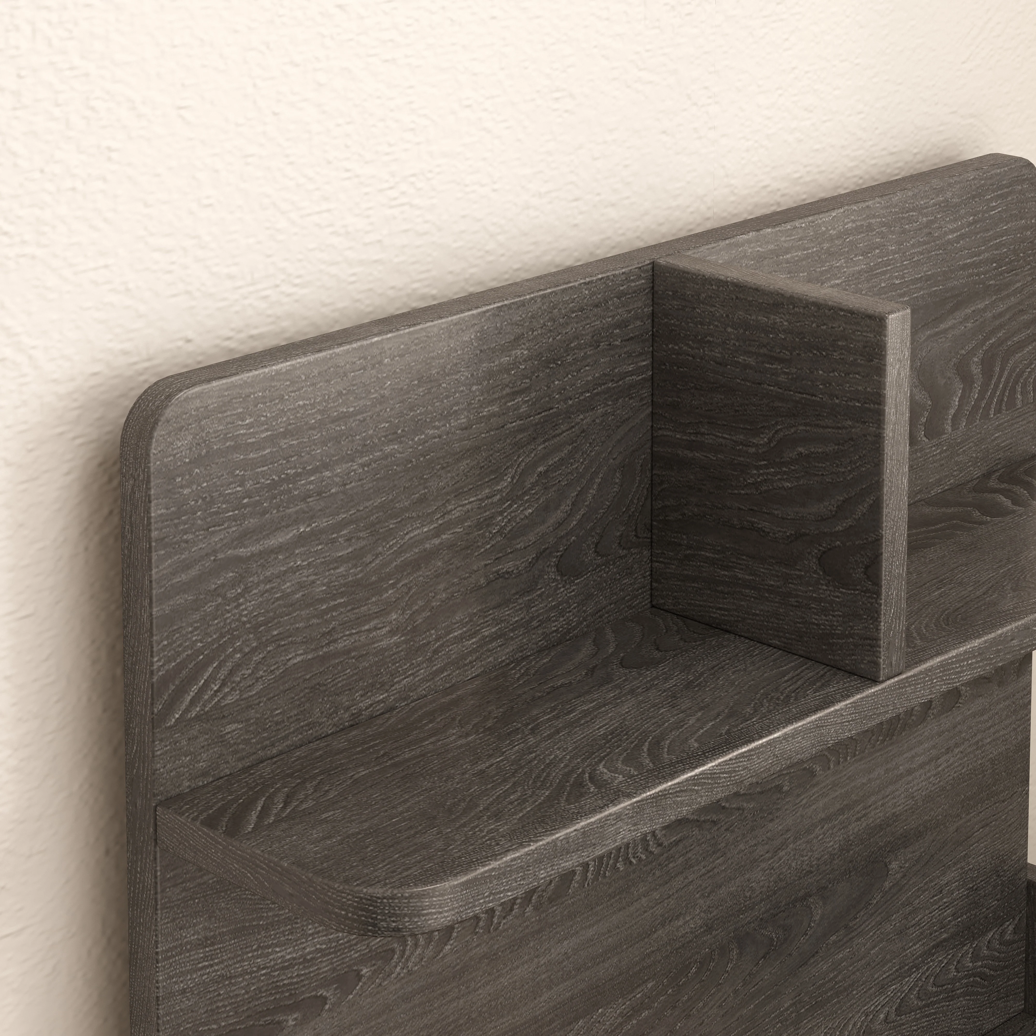Harmony Tall Bed Side Table with Chest of Drawers and Shelf (Rustic Grey) - Image 5
