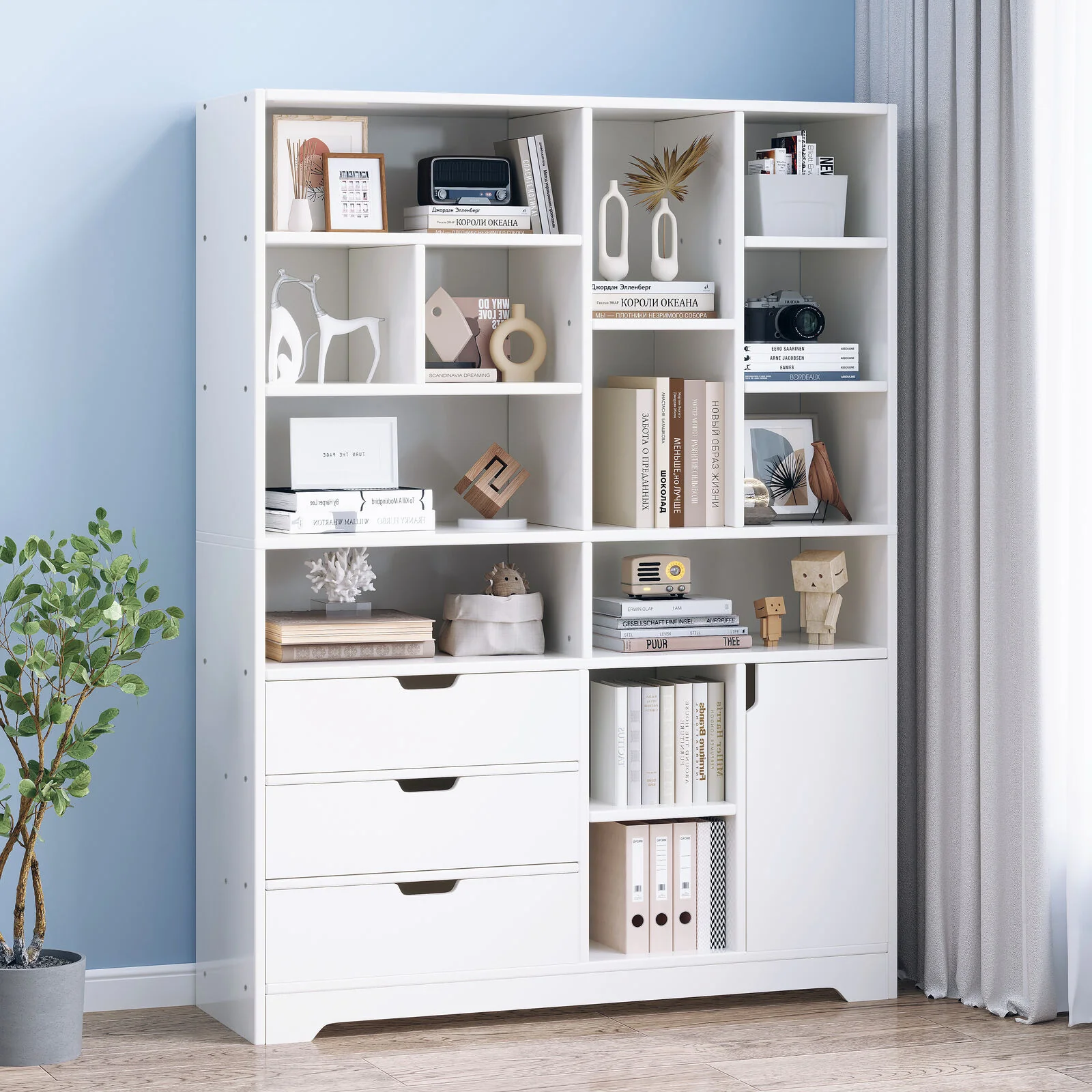 Havana Wardrobe Cupboard Bookshelf with Drawer, Cabinet, Shelf - Image 14
