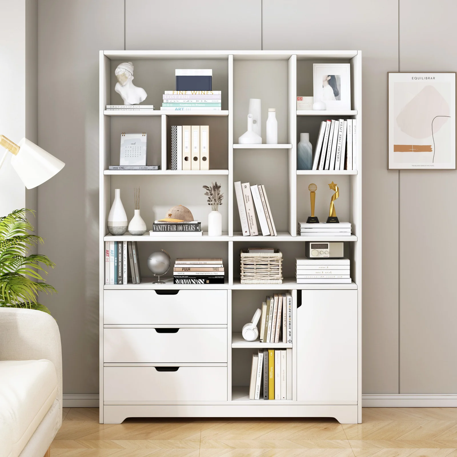Havana Wardrobe Cupboard Bookshelf with Drawer, Cabinet, Shelf - Image 4