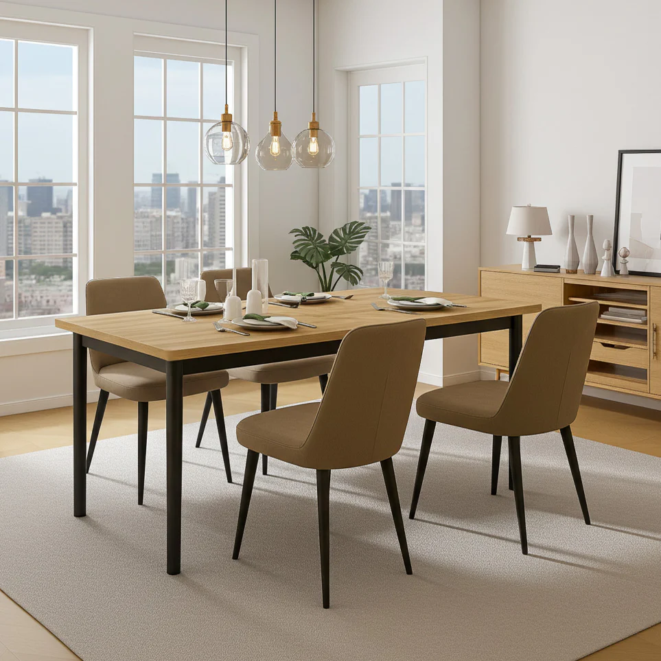 Heritage Industrial Rustic Oak Wood & Metal Dining Table 120cm - Image 20