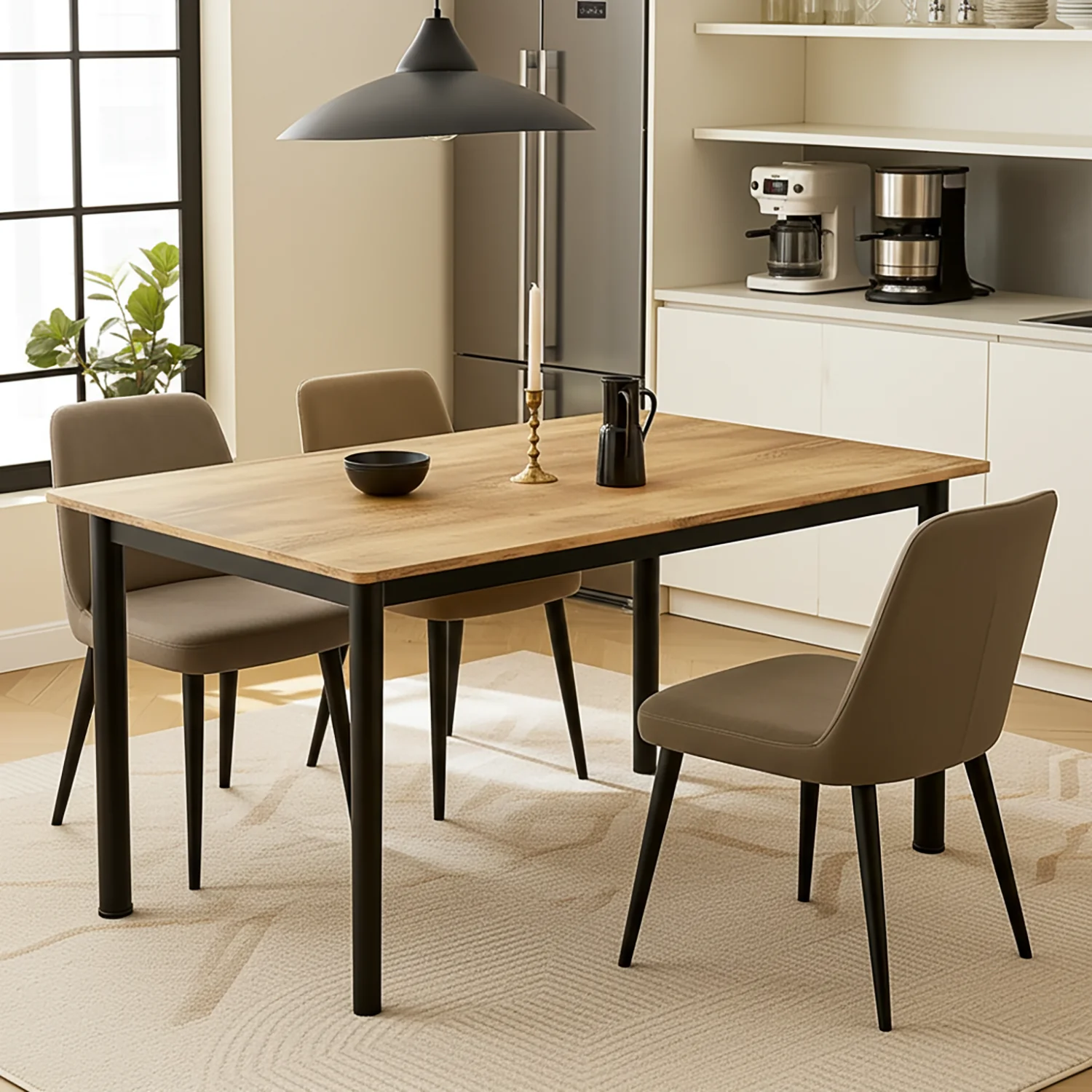 Heritage Industrial Rustic Oak Wood & Metal Dining Table 120cm - Image 21