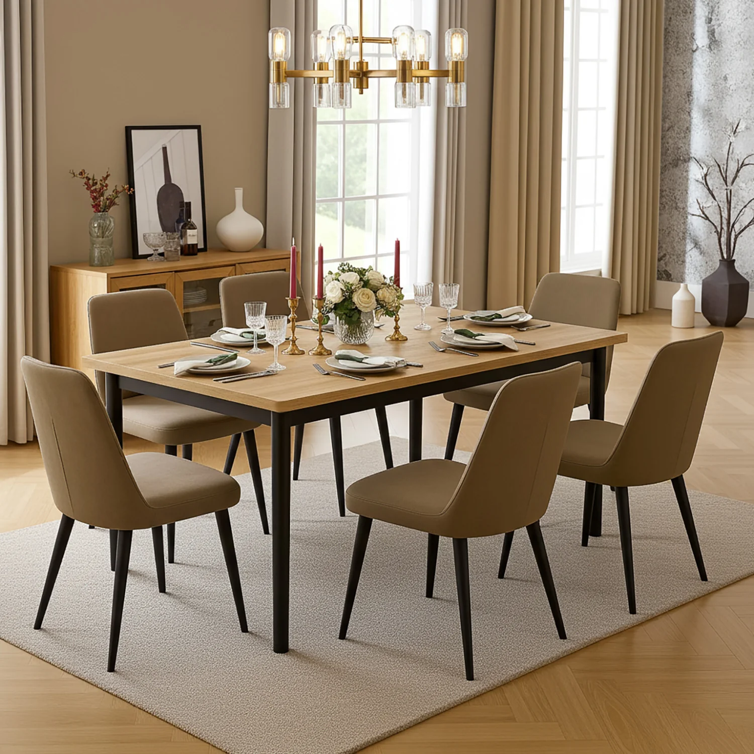 Heritage Industrial Rustic Oak Wood & Metal Dining Table 120cm - Image 22