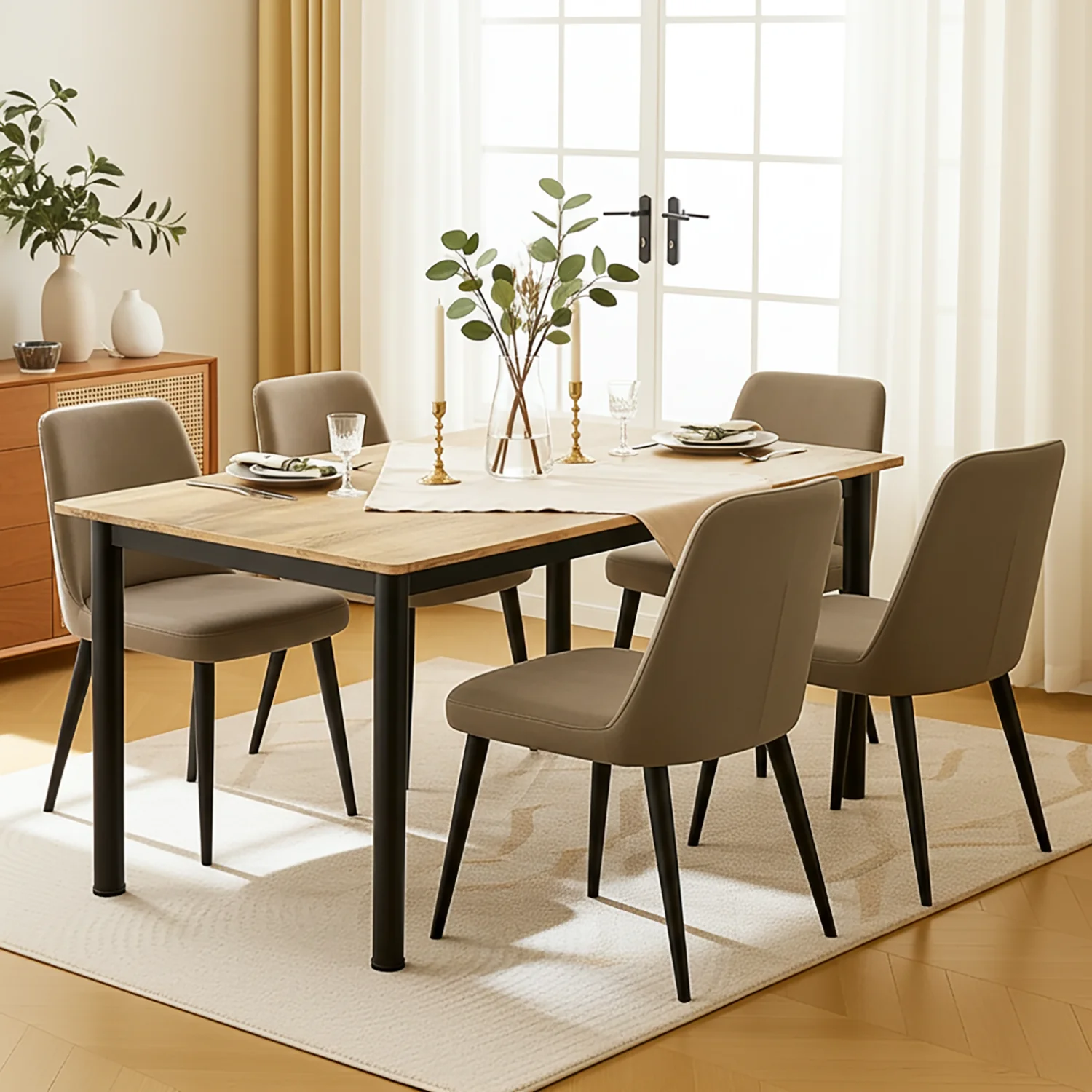 Heritage Industrial Rustic Oak Wood & Metal Dining Table 120cm - Image 6