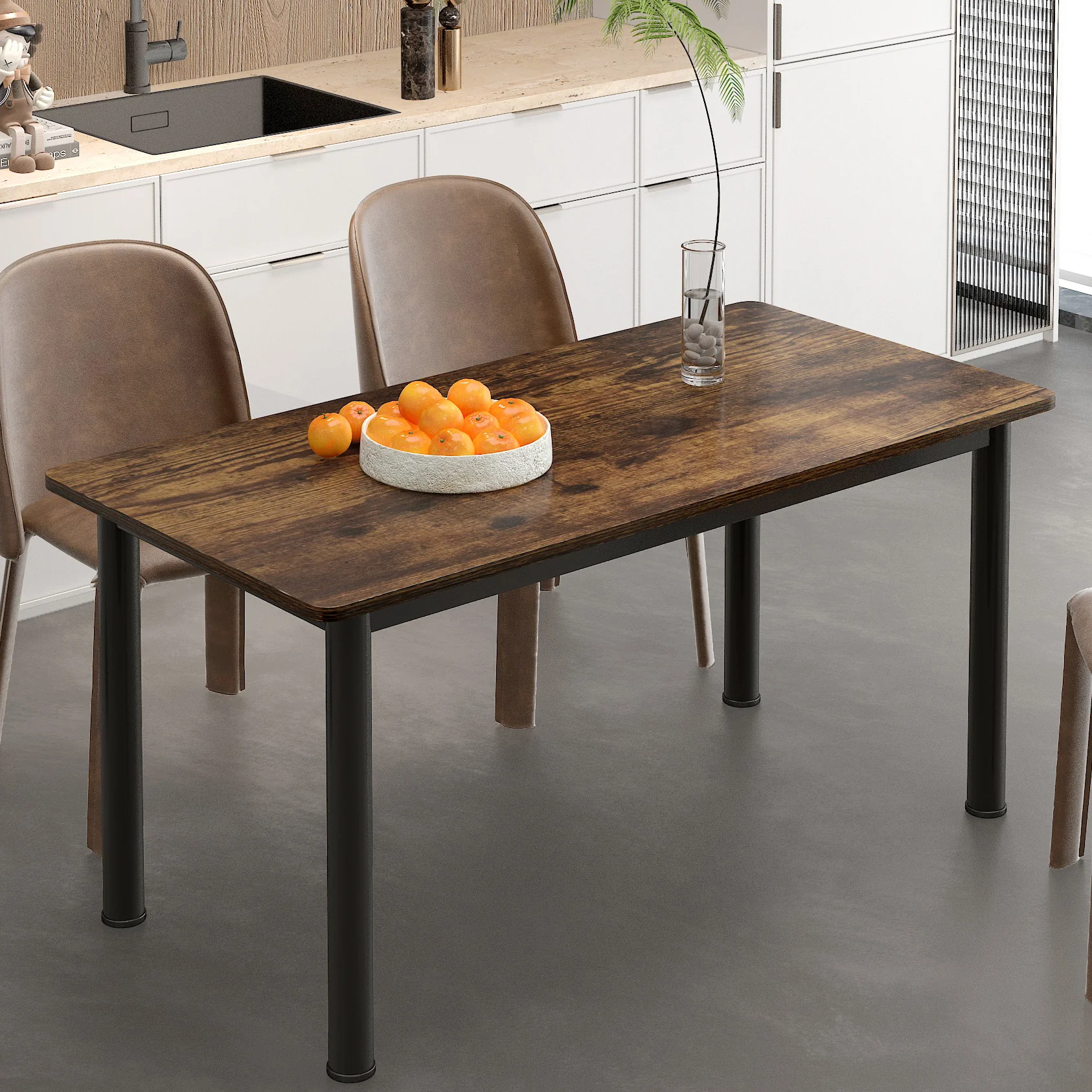 Heritage Industrial Rustic Wood & Metal Dining Table 120cm - Image 2
