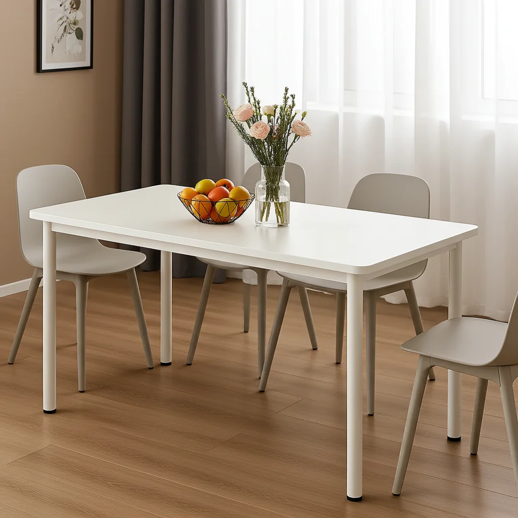Heritage Industrial White Wood & Metal Dining Table 120cm - Image 10