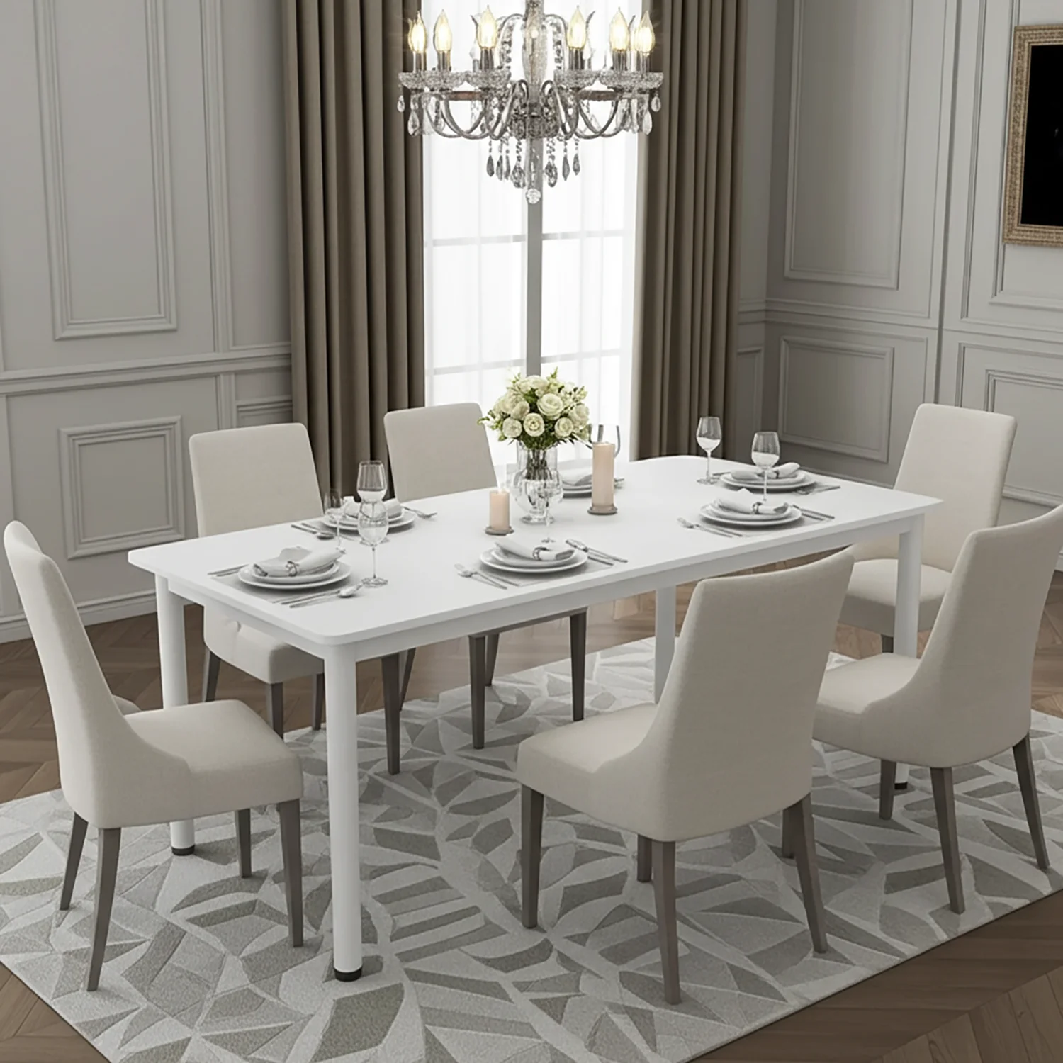 Heritage Industrial White Wood & Metal Dining Table 120cm - Image 15